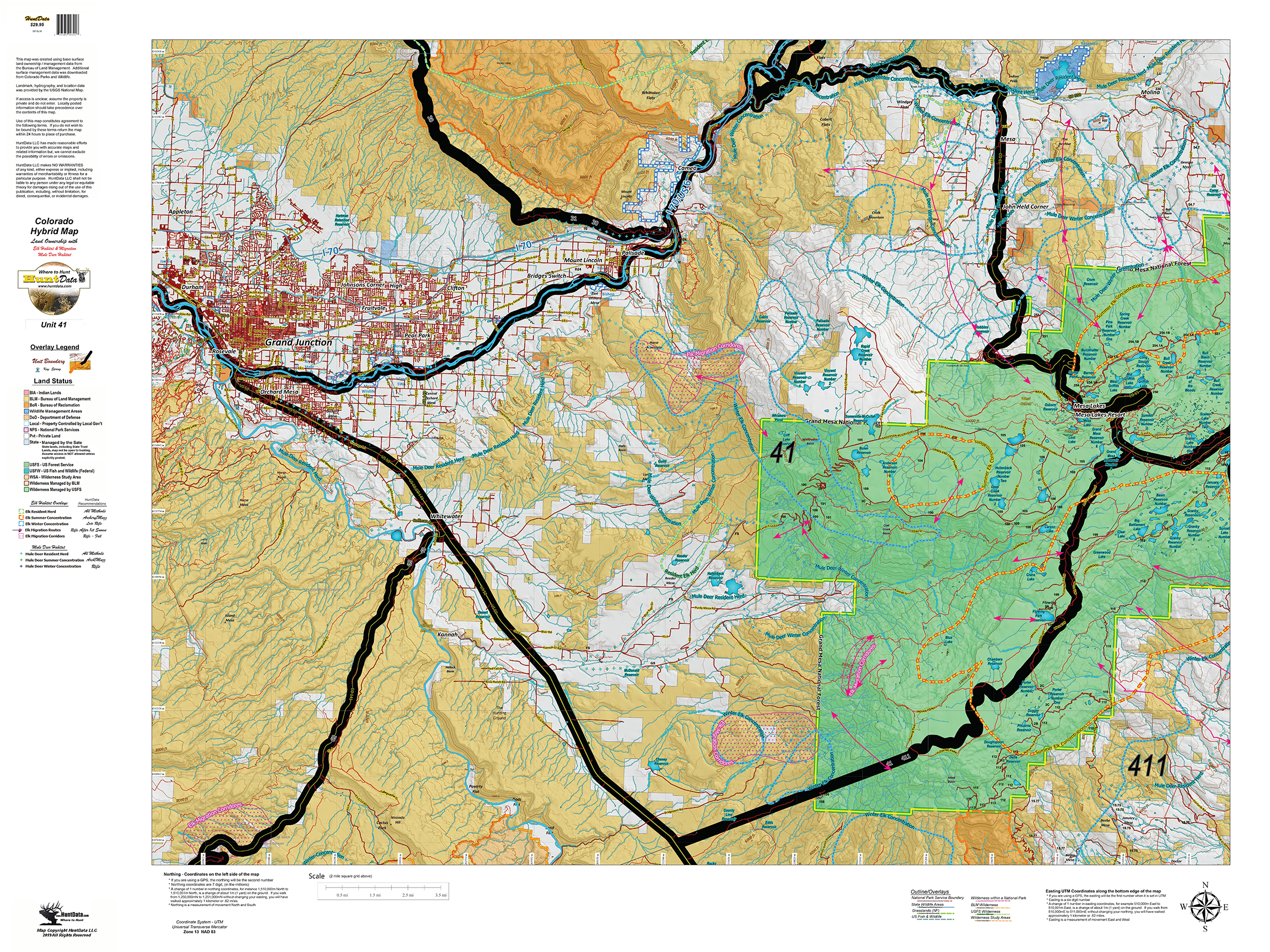 New! Land Ownership with Elk Concentrations - Cick on small map images [left] to see a large sample